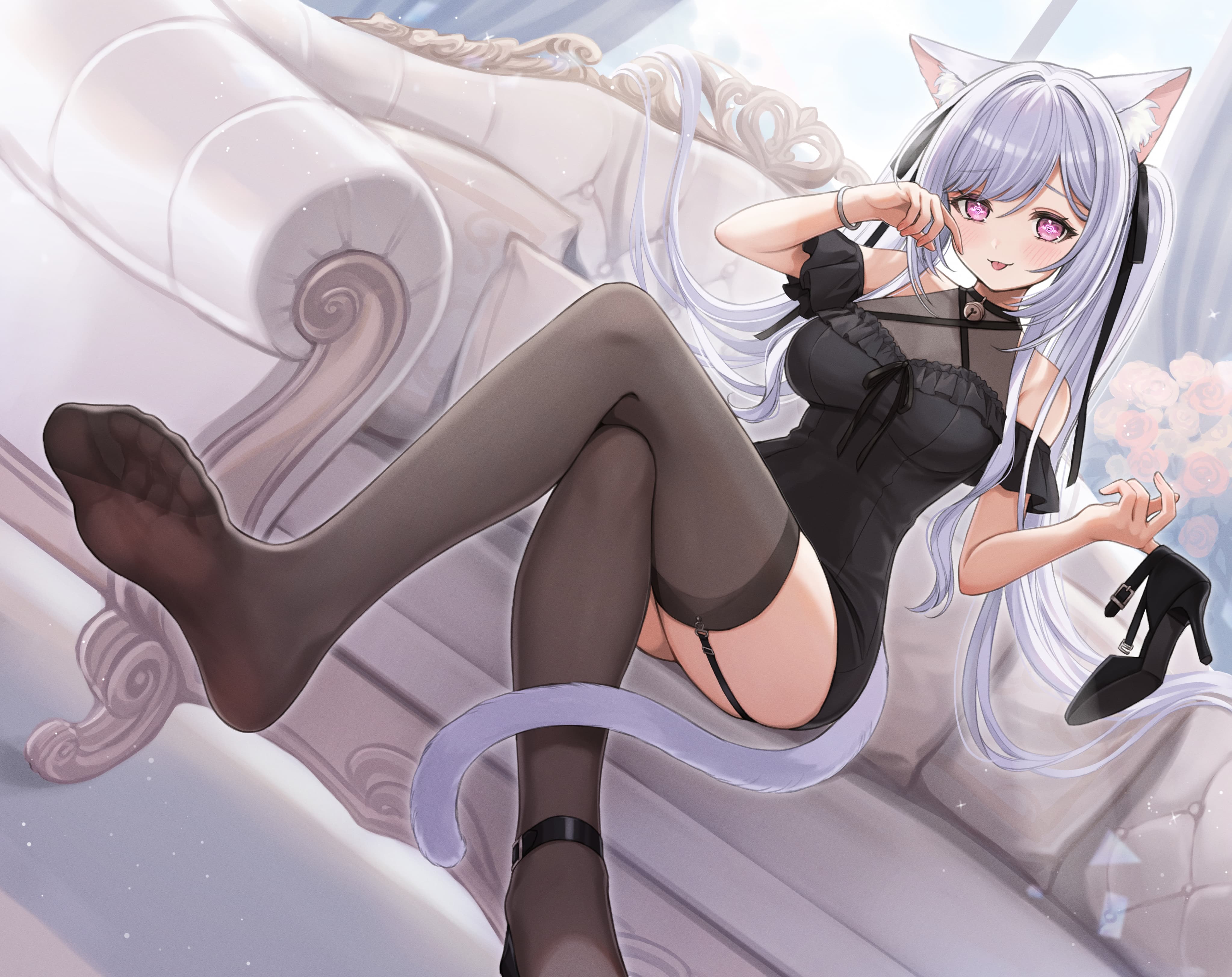 猫耳娘、紫色头发、紫色眼睛 图片素材