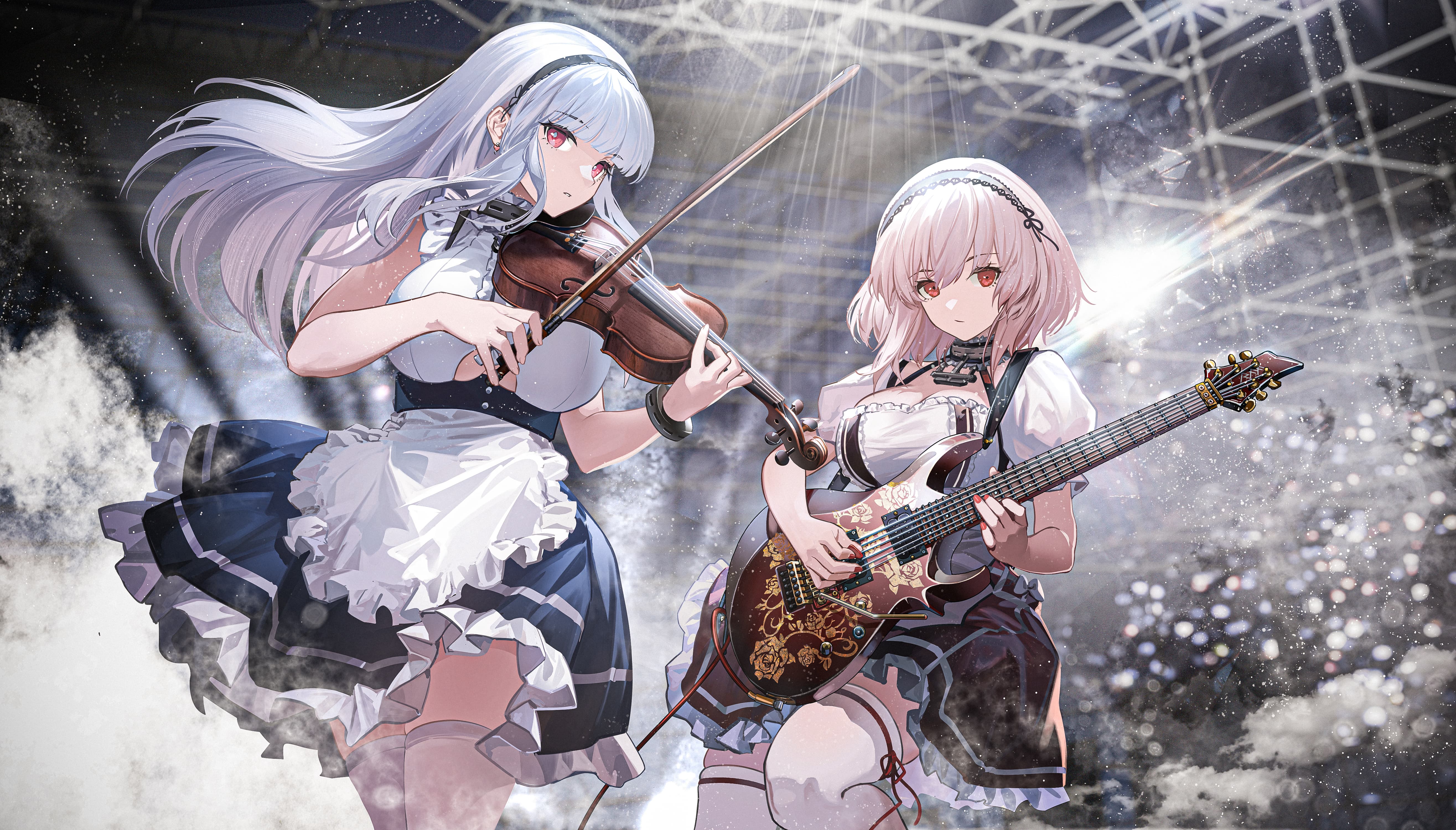 LIVE、吉他、粉色头发 图片素材